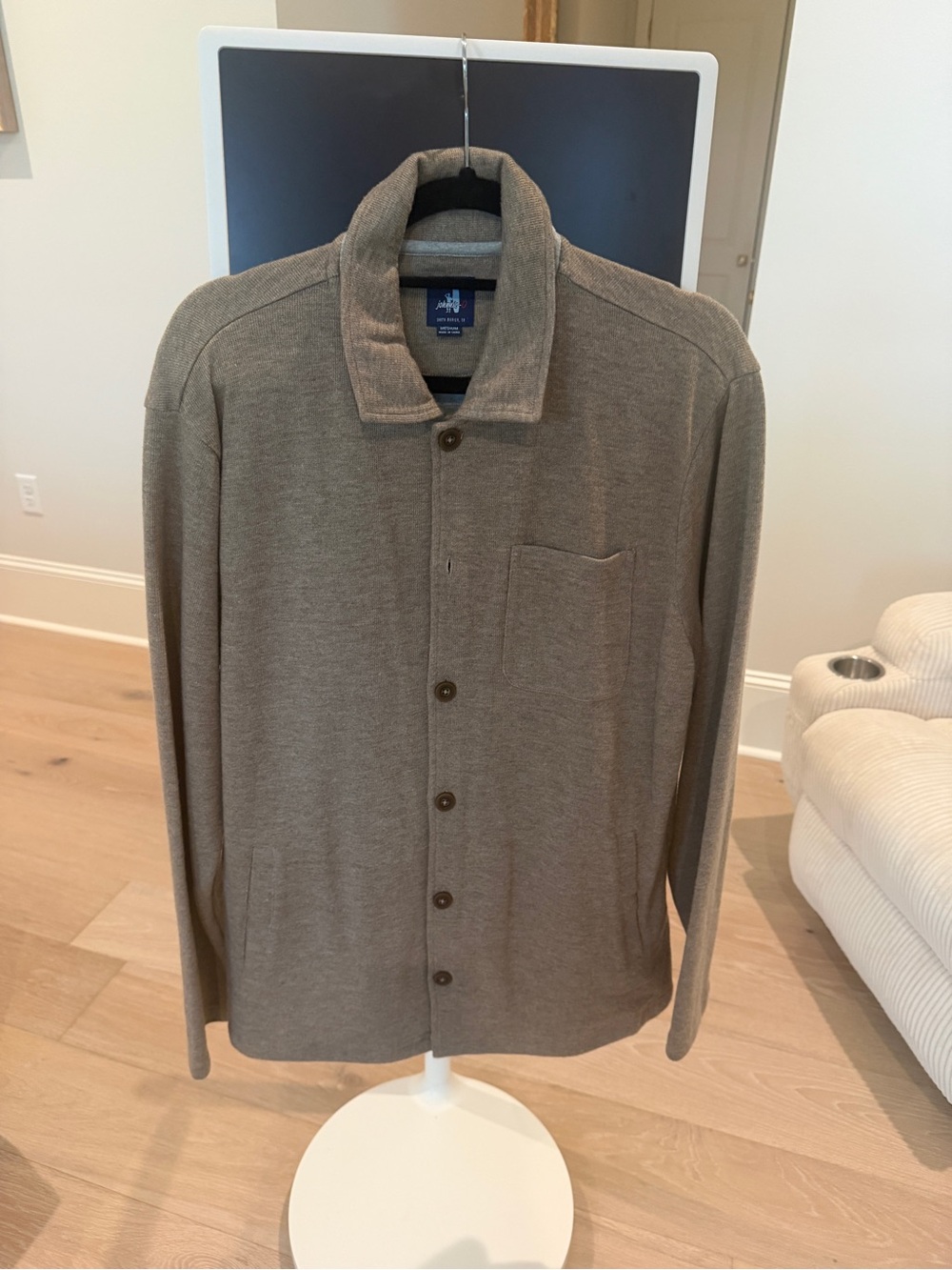 johnnie-O Brown Knit Button-Up Shirt Jacket